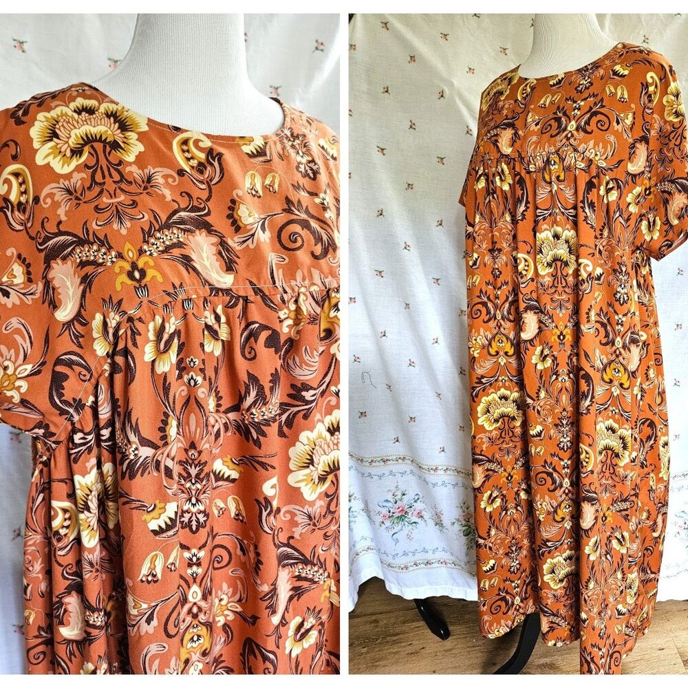 Size XL to 1X Kimono Sleeve Midi Length Dress NWT